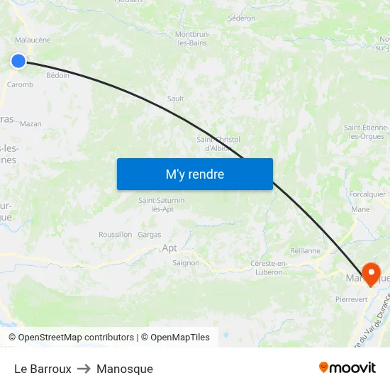 Le Barroux to Manosque map