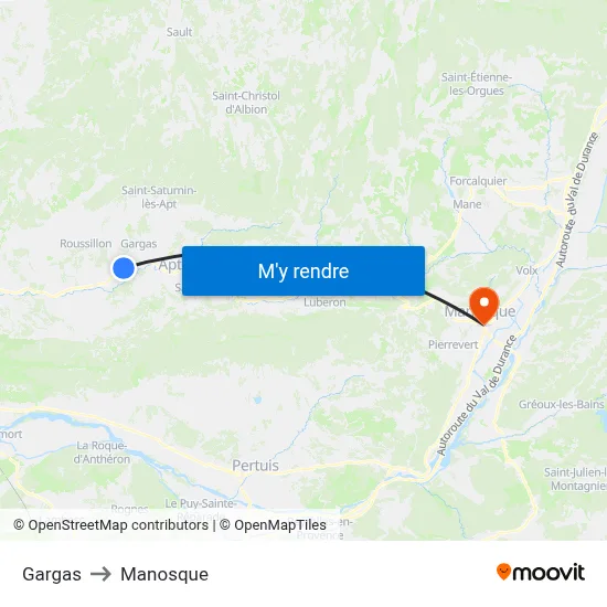 Gargas to Manosque map