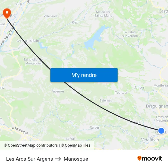 Les Arcs-Sur-Argens to Manosque map