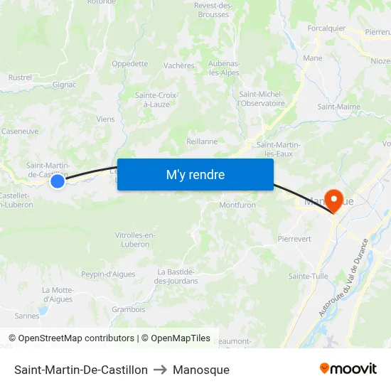 Saint-Martin-De-Castillon to Manosque map