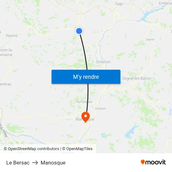 Le Bersac to Manosque map