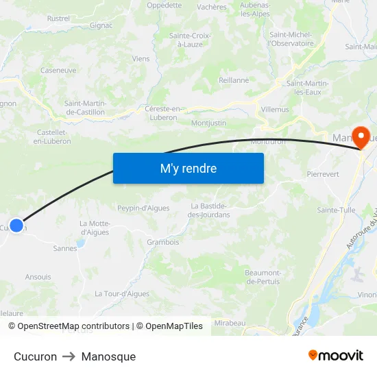 Cucuron to Manosque map