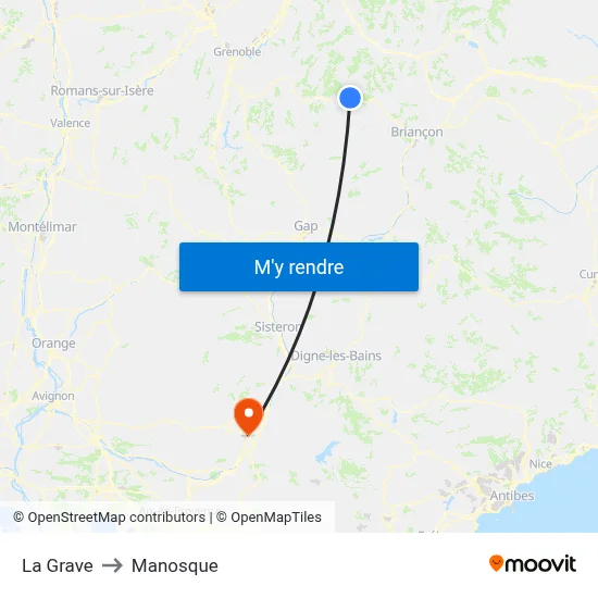 La Grave to Manosque map