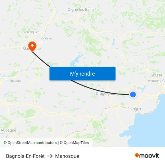Bagnols-En-Forêt to Manosque map