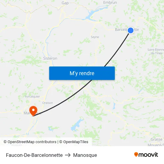 Faucon-De-Barcelonnette to Manosque map