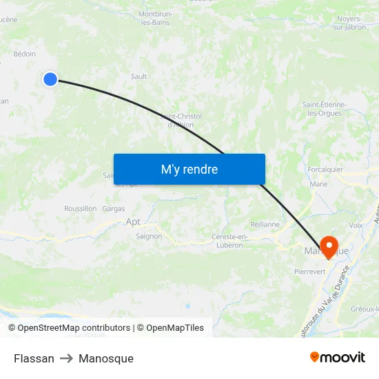 Flassan to Manosque map