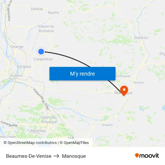Beaumes-De-Venise to Manosque map