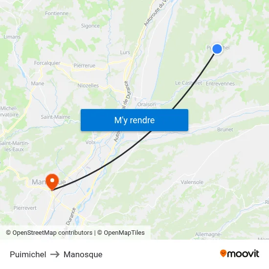 Puimichel to Manosque map
