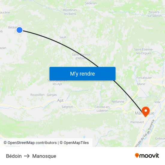Bédoin to Manosque map
