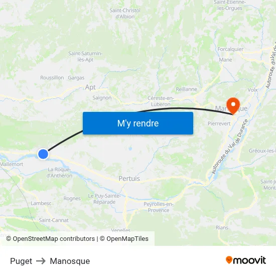 Puget to Manosque map