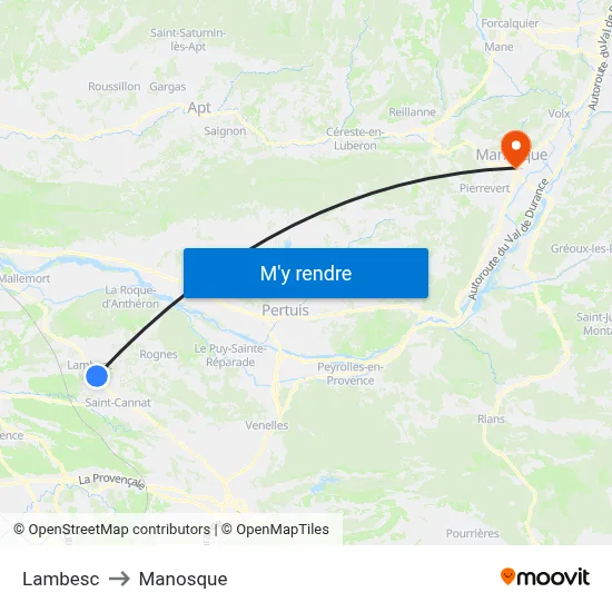 Lambesc to Manosque map