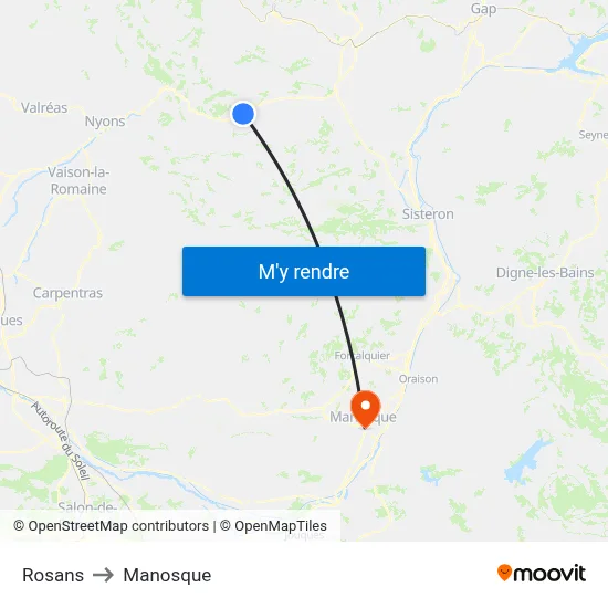 Rosans to Manosque map
