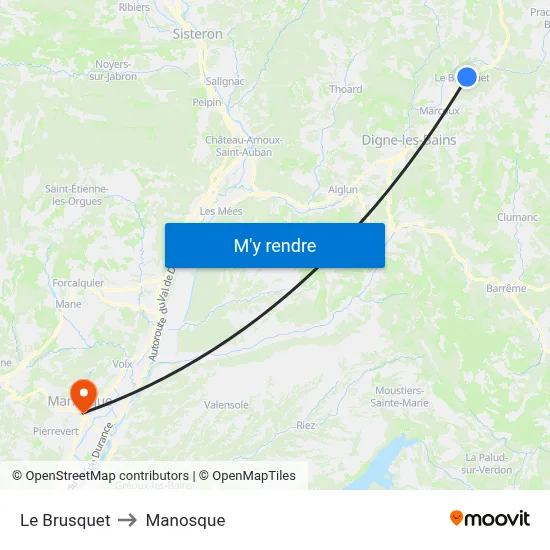 Le Brusquet to Manosque map