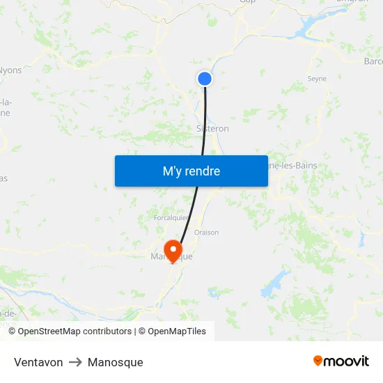 Ventavon to Manosque map