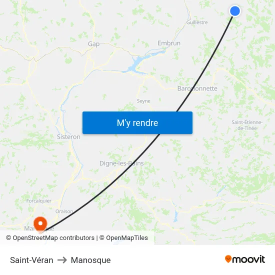 Saint-Véran to Manosque map