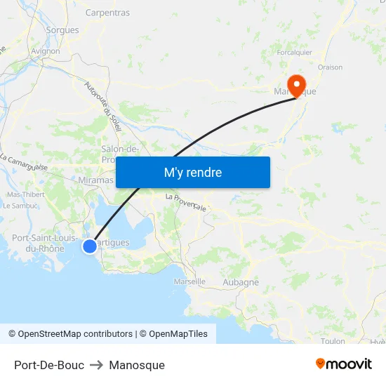Port-De-Bouc to Manosque map