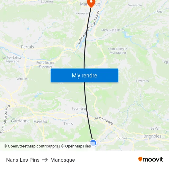 Nans-Les-Pins to Manosque map