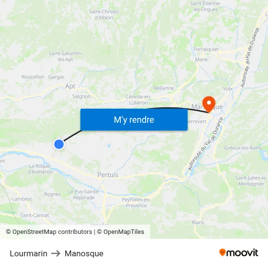 Lourmarin to Manosque map