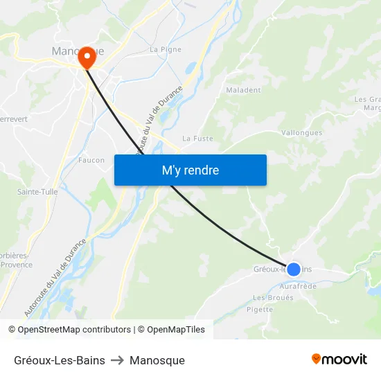 Gréoux-Les-Bains to Manosque map