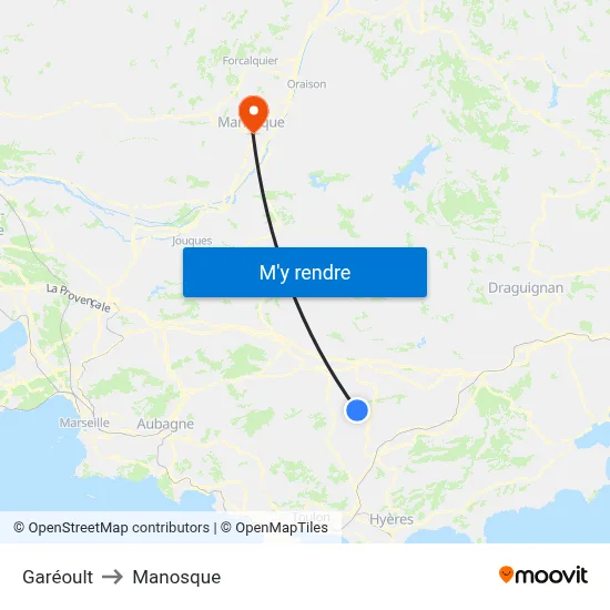 Garéoult to Manosque map