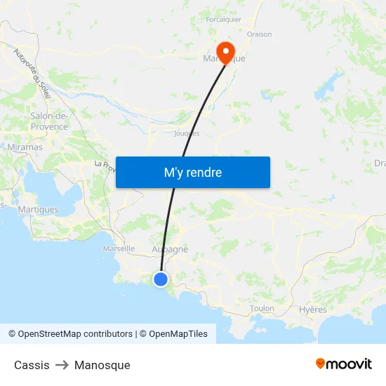Cassis to Manosque map