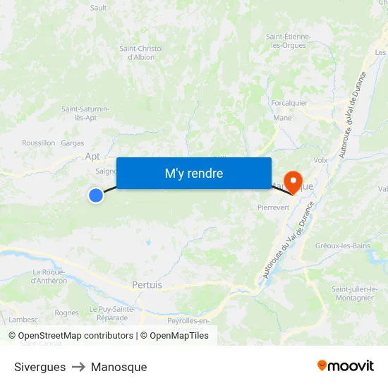 Sivergues to Manosque map