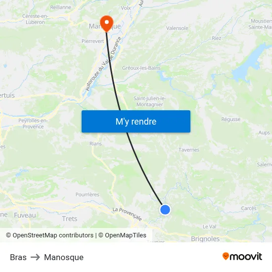 Bras to Manosque map