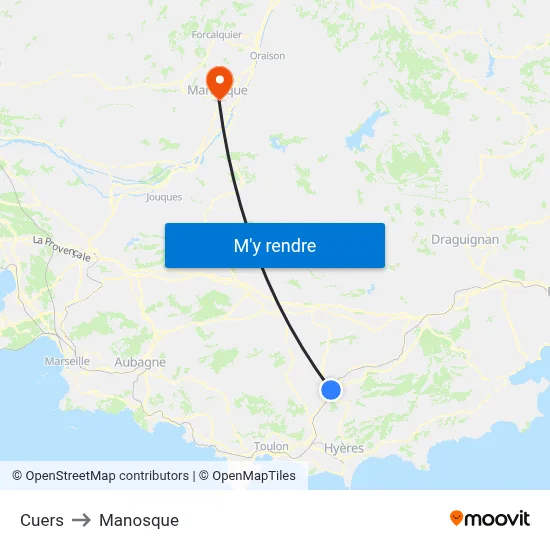 Cuers to Manosque map