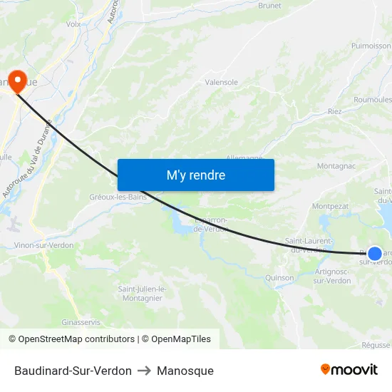 Baudinard-Sur-Verdon to Manosque map