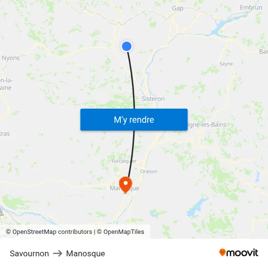 Savournon to Manosque map