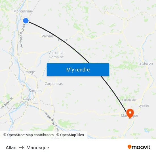 Allan to Manosque map