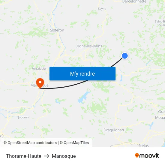 Thorame-Haute to Manosque map