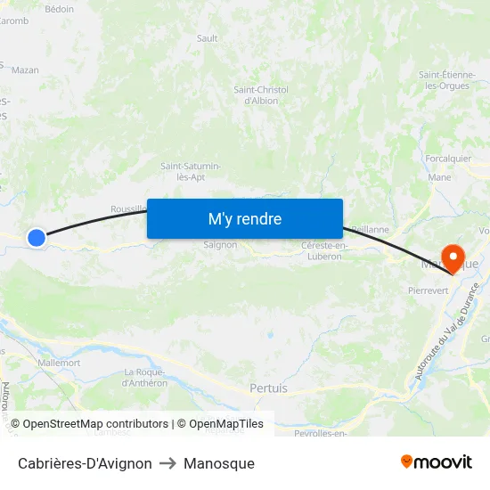 Cabrières-D'Avignon to Manosque map