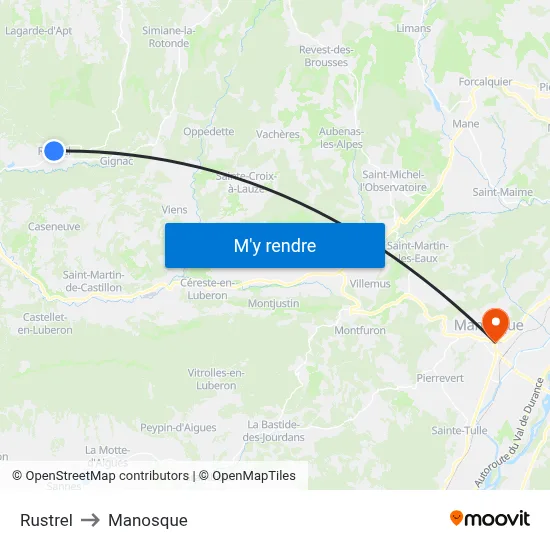 Rustrel to Manosque map