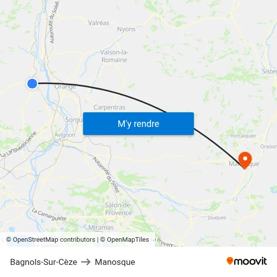 Bagnols-Sur-Cèze to Manosque map