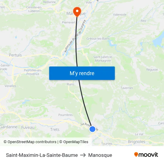 Saint-Maximin-La-Sainte-Baume to Manosque map