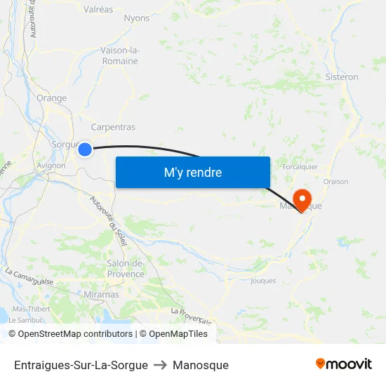 Entraigues-Sur-La-Sorgue to Manosque map