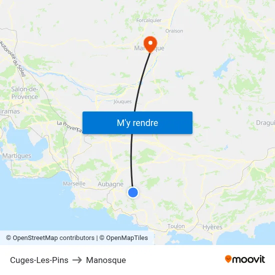 Cuges-Les-Pins to Manosque map