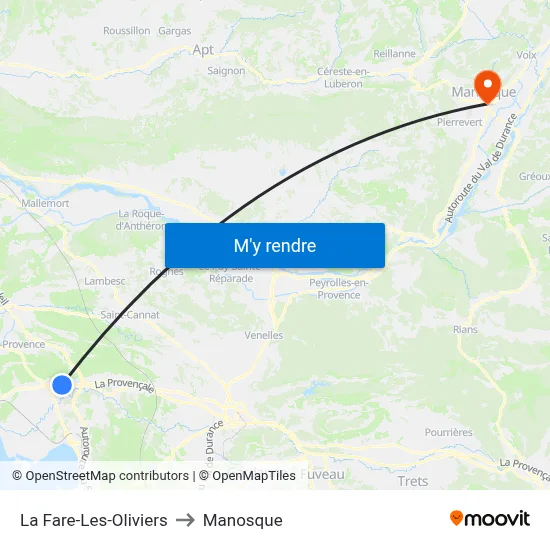 La Fare-Les-Oliviers to Manosque map