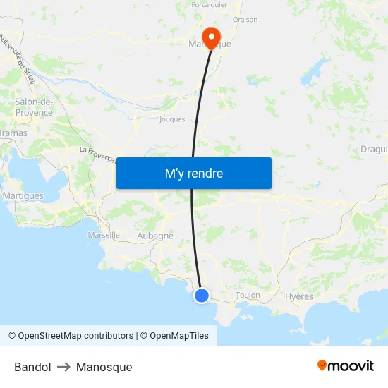 Bandol to Manosque map