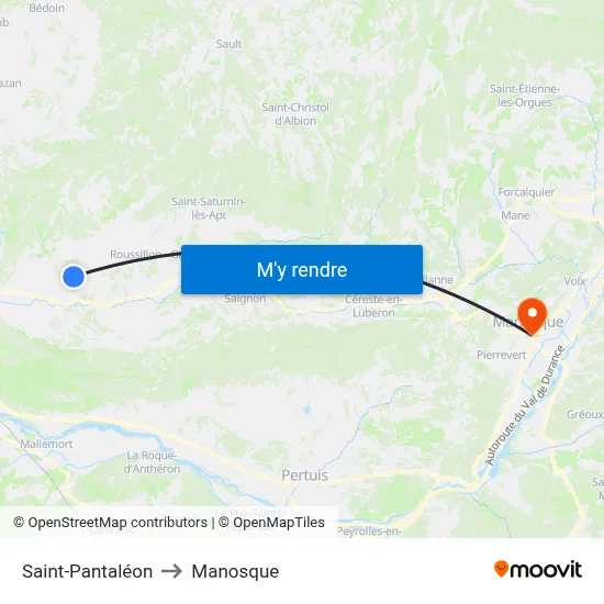 Saint-Pantaléon to Manosque map