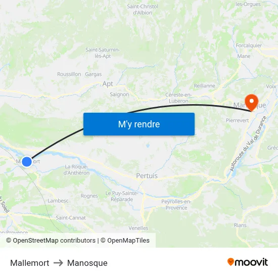 Mallemort to Manosque map