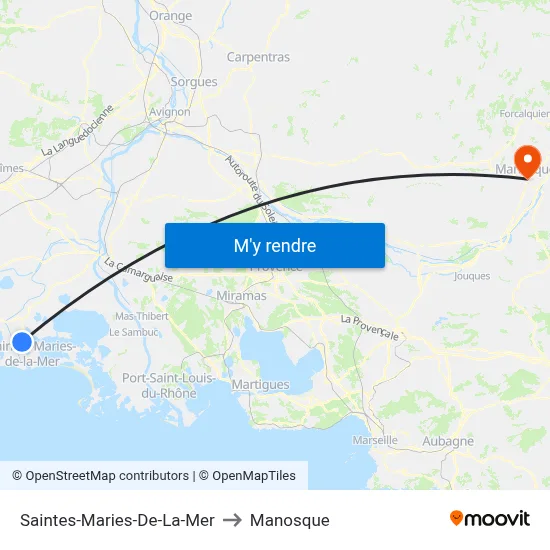 Saintes-Maries-De-La-Mer to Manosque map