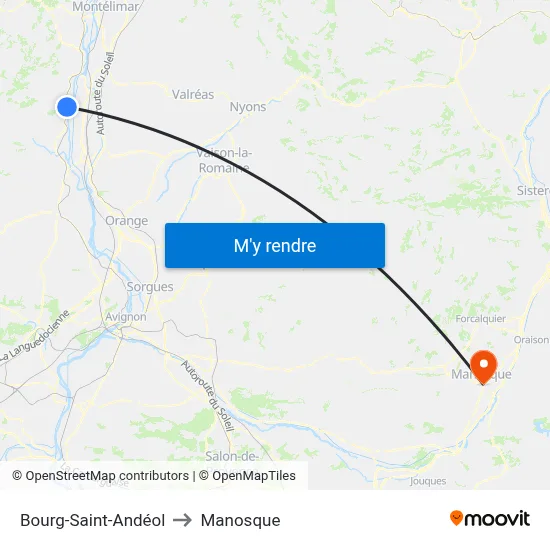 Bourg-Saint-Andéol to Manosque map