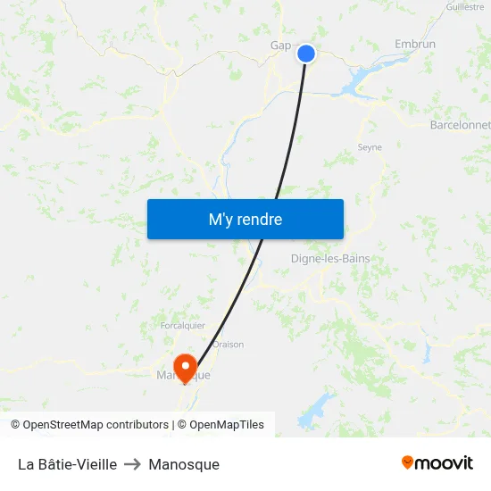 La Bâtie-Vieille to Manosque map