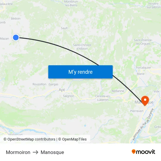 Mormoiron to Manosque map