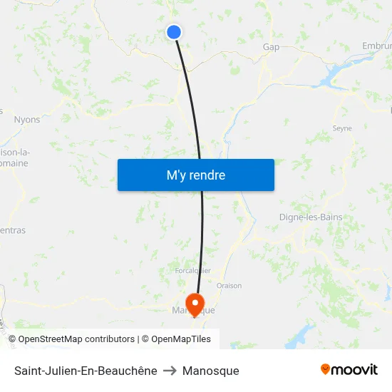 Saint-Julien-En-Beauchêne to Manosque map