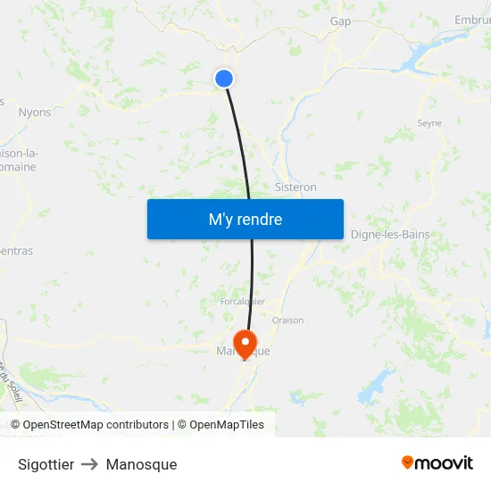 Sigottier to Manosque map