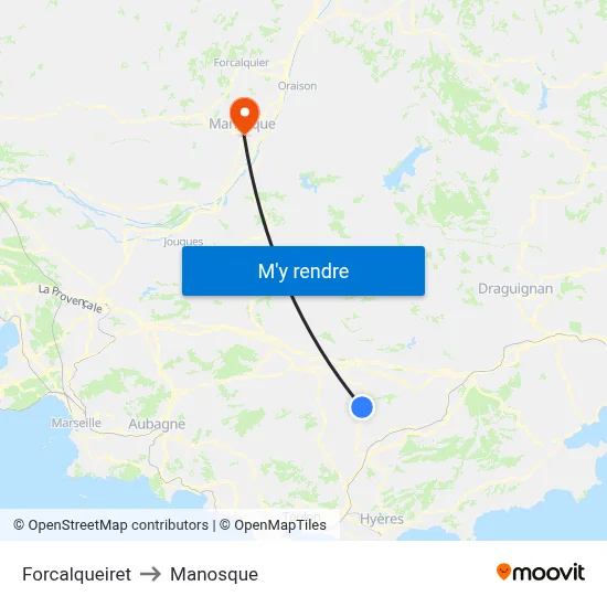 Forcalqueiret to Manosque map