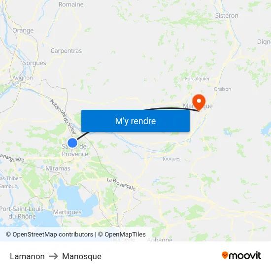 Lamanon to Manosque map